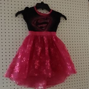Girls Super Girl Dress Shiney Hi Low